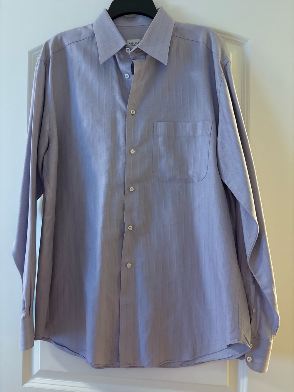 Armani Collezioni Men’s Lavender Stripe Dress Shirt